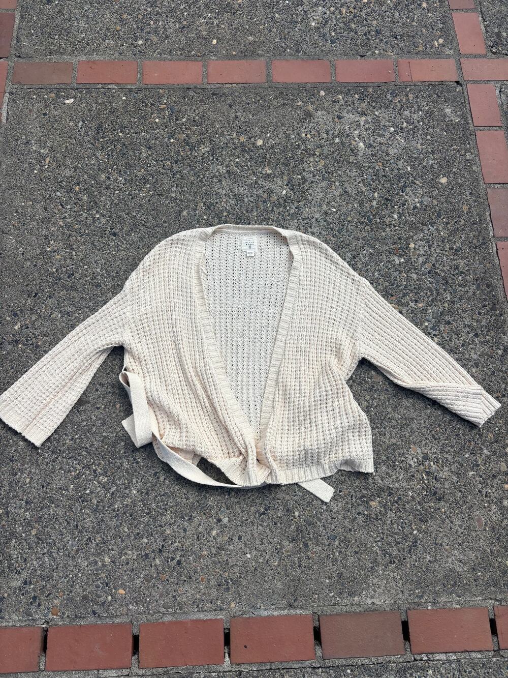 Billabong Cream Open Front Waffle Knit Cardigan
